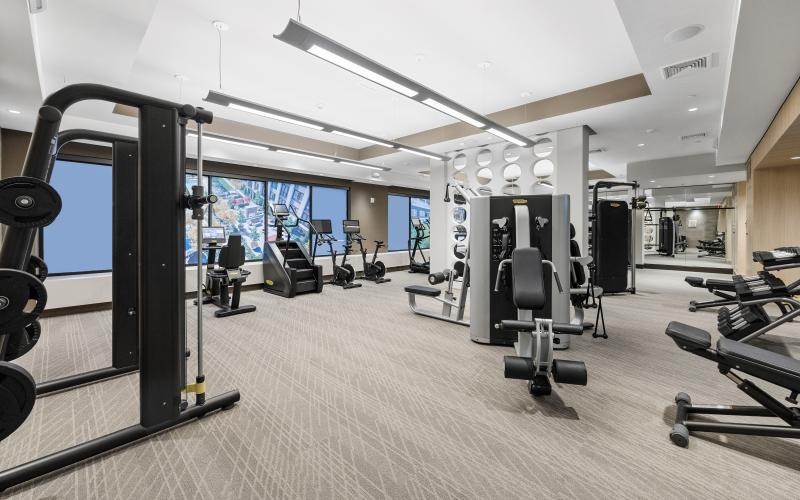 a gym with exercise equipment